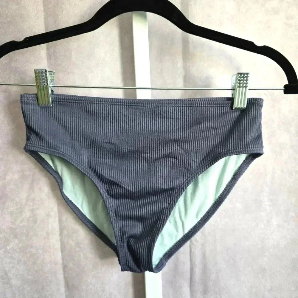Wonder Nation Gray Ribbed Bikini Bottoms Swimwear Girls Swimsuit Large‎ 10/12
